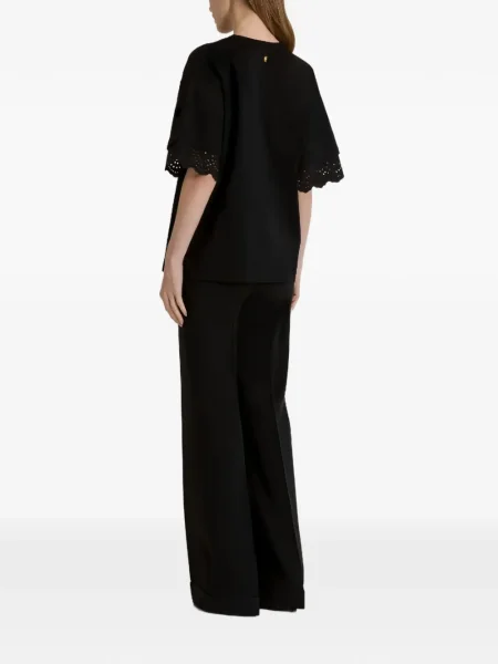 Koszulka Alberta Ferretti koronkowa z koronkowym rękawem czarna