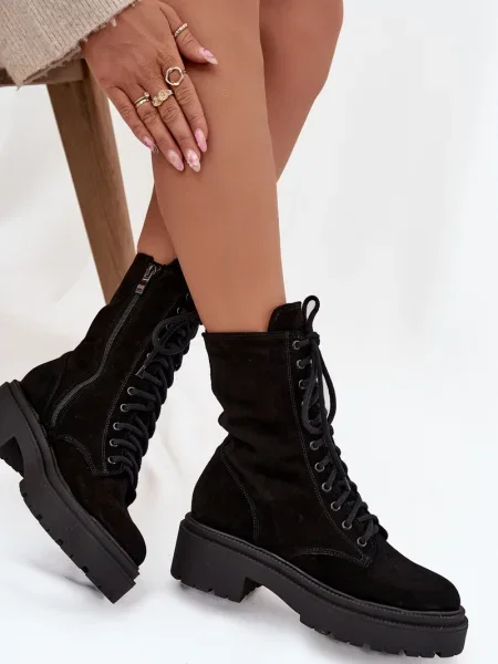 Semišové kotníkové boty Zazoo černé