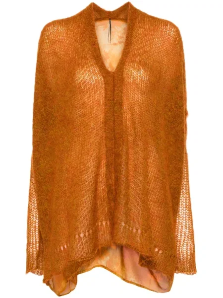 Sweter Masnada z dekoltem w serek pomarańczowy