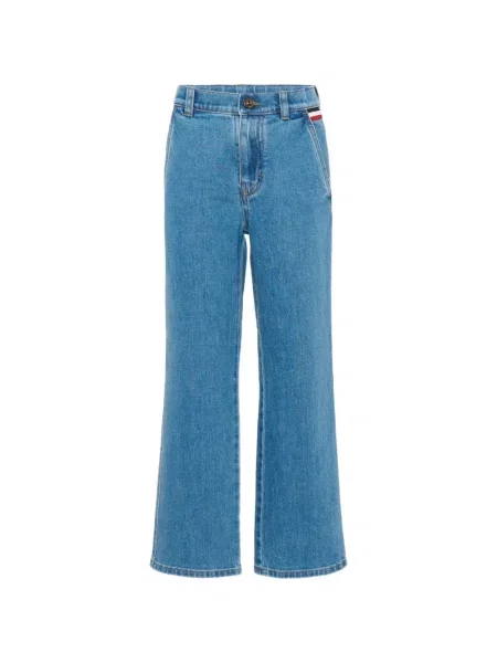 Jeansy straight leg dziecięce Moncler Enfant niebieskie