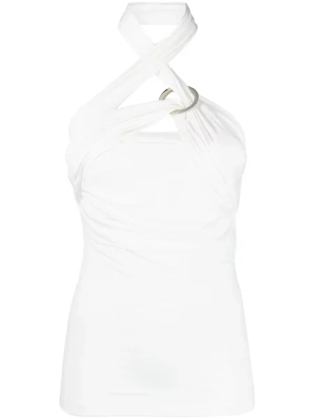Rochie The Attico drapată cu gât halter de costum alb