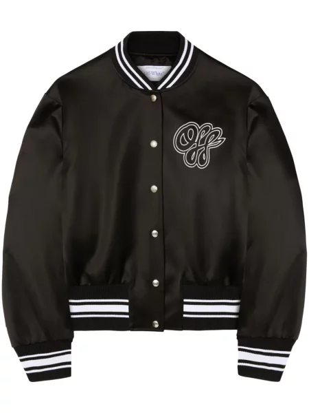 Satynowy kurtka bomber Off-white biały