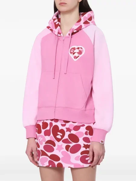 Суичър с качулка Apee™ By *a Bathing Ape® с принт със сърца розово
