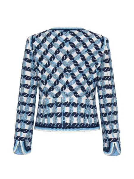 Geacă Maison Common cu dungi din tweed albastru