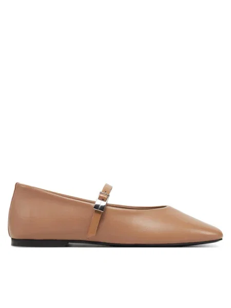 Кожени балеринки Calvin Klein BALLERINA NEW BUCKLE LTH бежово