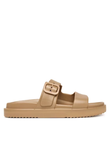 Dámske šľapky Tommy Hilfiger Double Strap Sandal Pearl safari canvas pearlized béžová
