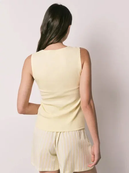 Women'secret dvojdielne pyžamo dámske s bavlnou žltá