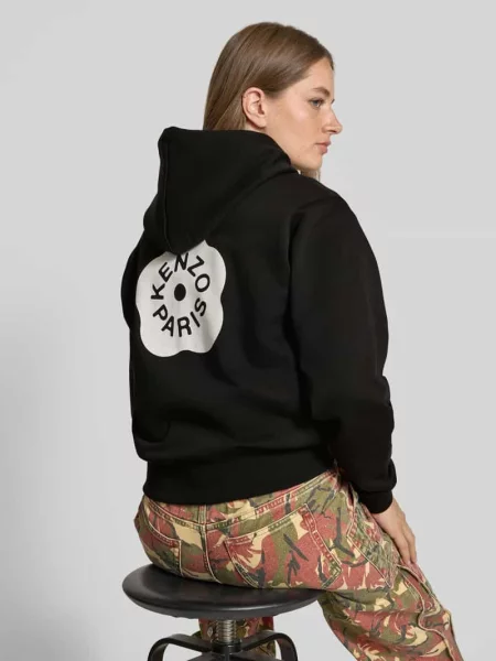 Bluza z kapturem z nadrukiem z logo Kenzo czarna