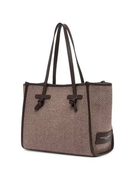 Geantă shopper Gianni Chiarini cu model herringbone maro