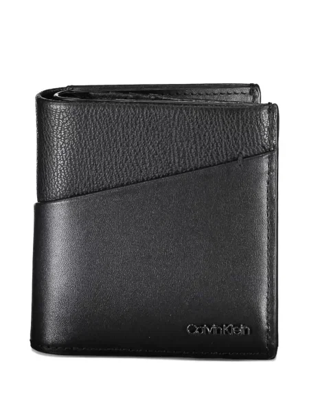 Кожено портмоне Calvin Klein с автограф черно