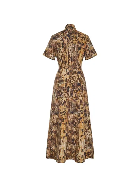 Rochie midi Adam Lippes cu imagine cu imprimeu abstract maro