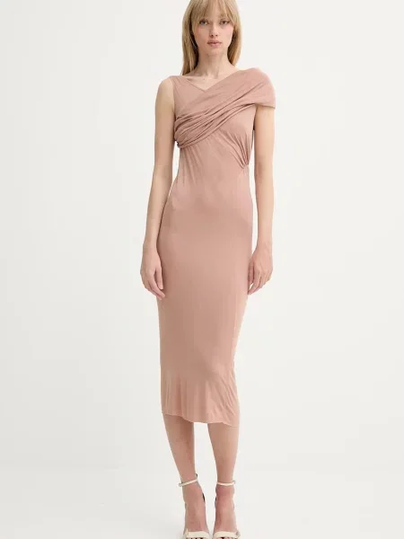 Rick Owens Lilies rochie midi mulata bej