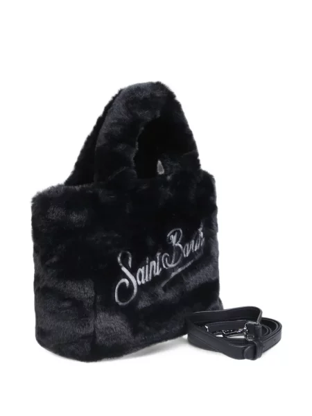 Geantă shopper Mc2 Saint Barth cu blană negru
