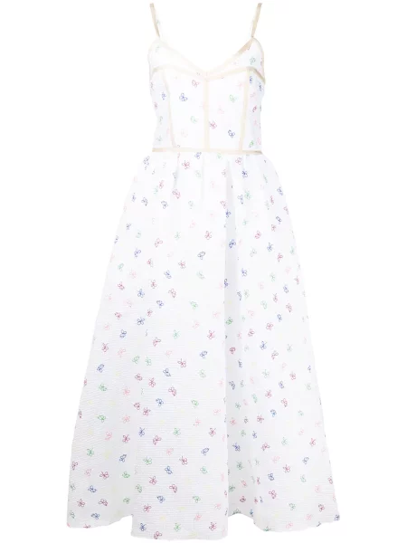 Rochie Rosie Assoulin cu broderie cu model floral de costum alb