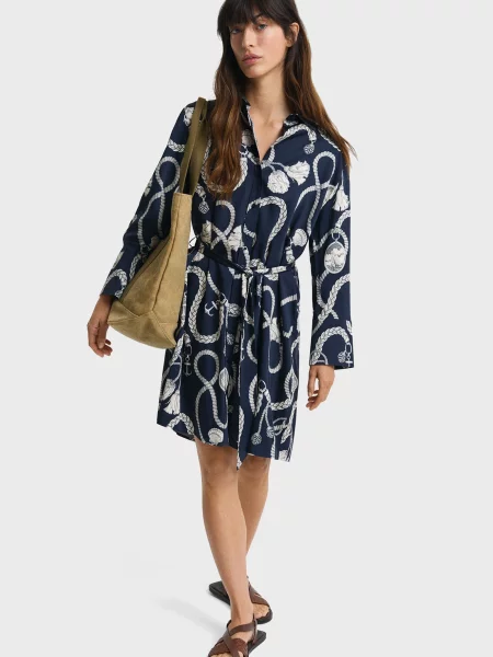 Костюмна сукня-сорочка Gant з принтом синя