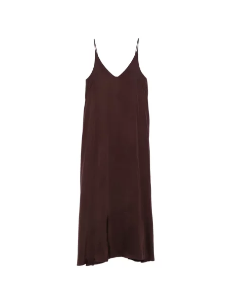 Rochie midi Christian Wijnants cu decolteu în V cu bretele maro