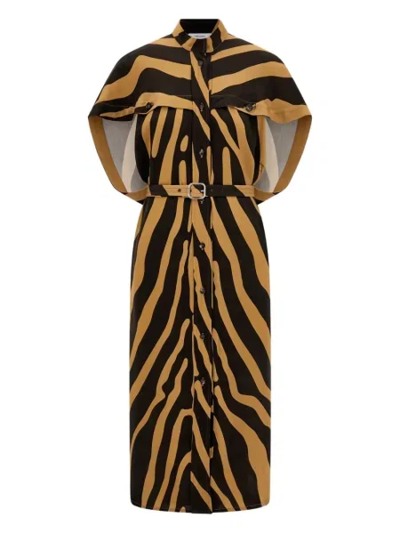 Mała sukienka mini Ferragamo z twillu garniturowa brązowa