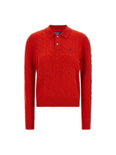 Koszulka polo o kroju regular fit z mieszanki wełny z dodatkiem kaszmiru Polo Ralph Lauren czerwona