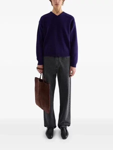 Geantă Jil Sander din piele de căprioară maro
