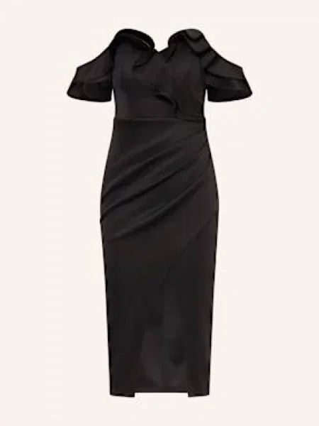 Lipsy Sukienka Koktajlowa Z Wolantami schwarz czarna