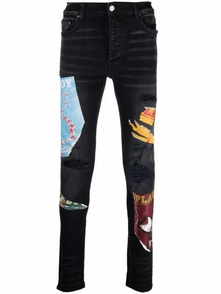 Blugi skinny Amiri cu imagine negru