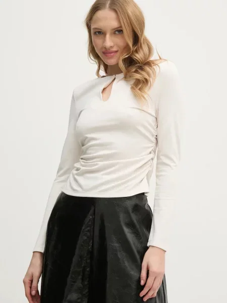 Блуза Sisley с изчистен дизайн бежово