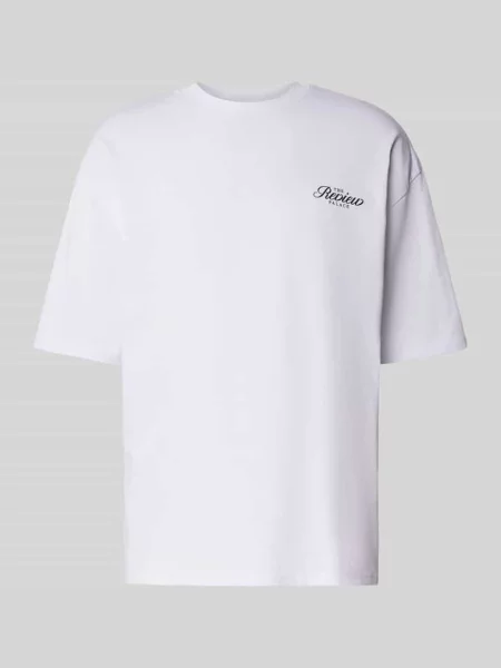 T-shirt o kroju oversized z nadrukiem z logo Review biała