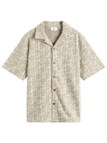 Koszula Nn07 z krótkim rękawem żakardowa zielona