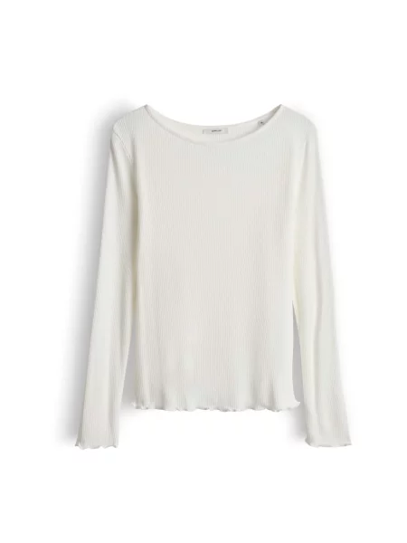 Bluzka Opus z długim rękawem prążkowana biała