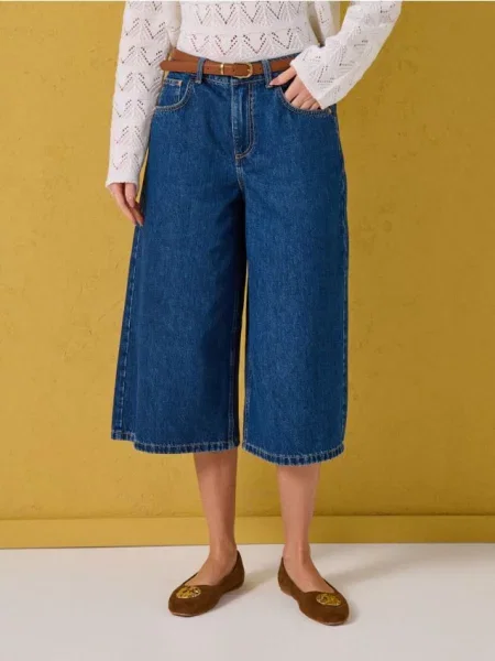 Джинсові шорти jorts із високою талією та ременем темно-синій сині