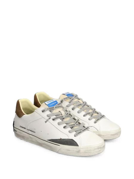 Sneakers Crime London σουέντ με φθαρμένο εφέ λευκό