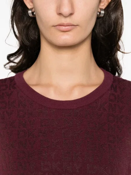 Pulover Dkny cu decolteu rotund lung violet