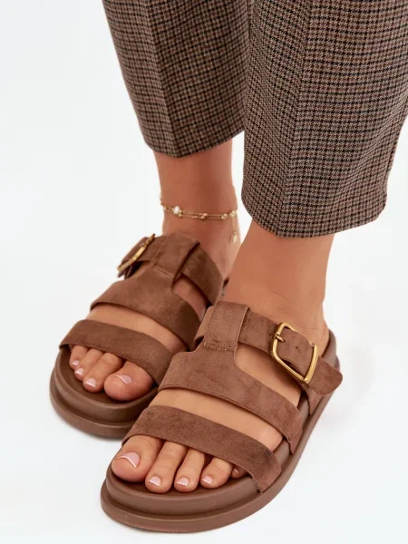 Șlapi Boto cu cataramă auriu