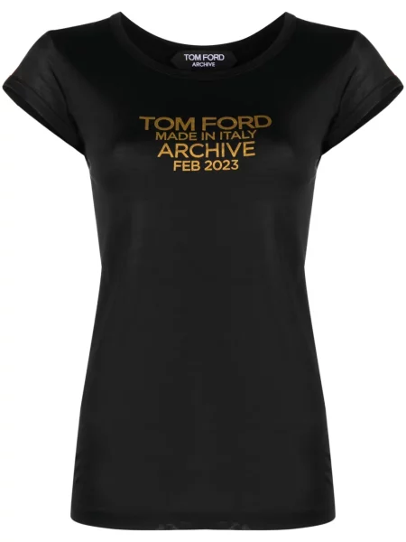 Tricou Tom Ford de mătase cu imagine negru