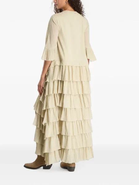 Rochie Allsaints cu volane asimetrică verde