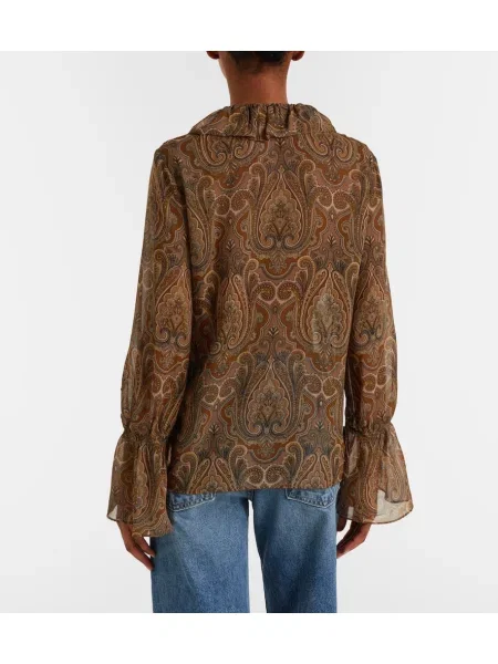 Svilena bluza Nili Lotan s paisley potiskom rjava