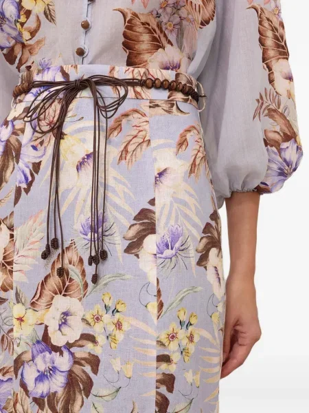 Fustă midi Zimmermann cu model floral cu imagine până la genunchi violet