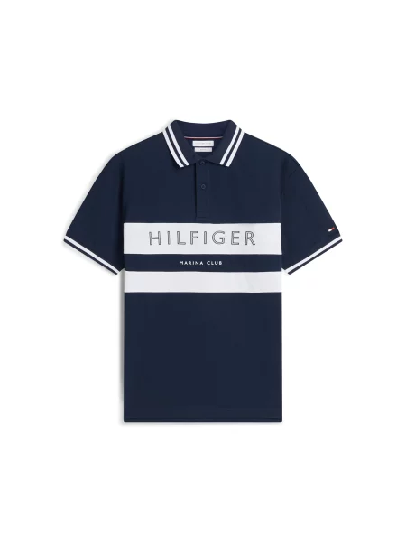 TOMMY HILFIGER Tricou albastru marin alb