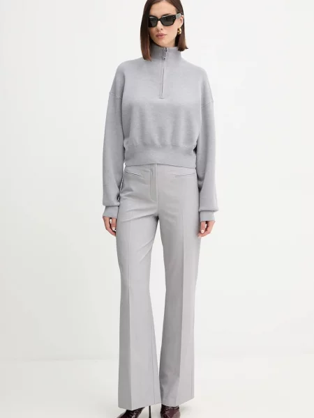 Светр із додаванням вовни Victoria Beckham півгольф сірий