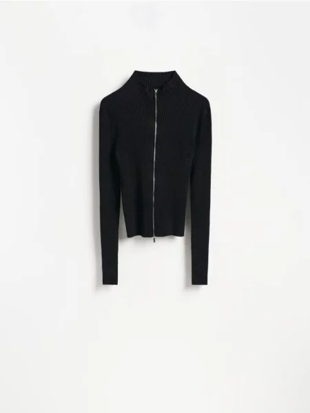 Reserved Cardigan cu adaos de negru