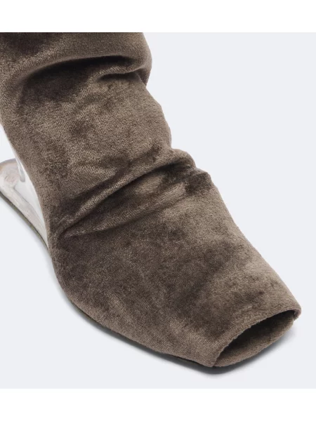 Botine Rick Owens de catifea cu pană verde