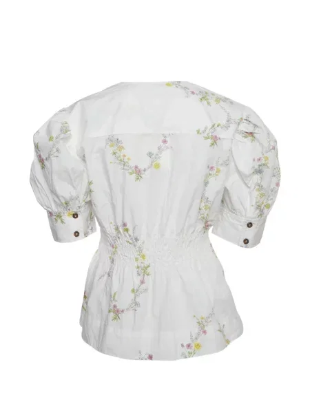 Top Ganni cu model floral cu imagine alb