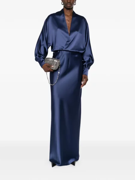 Rochie maxi Atu Body Couture cu decolteu în V lungă albastru