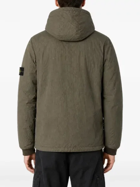 Geacă Stone Island cu glugă cu strasuri verde