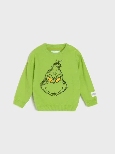 Sinsay Vánoční svetr s výšivkou Grinch zelená