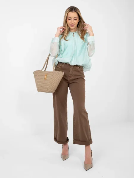Bluza Factory Price s kratkimi rokavi rjava