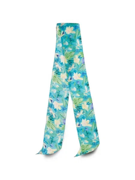 Fular Chloé de mătase cu model floral cu imagine albastru