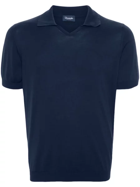Tricou polo Drumohr tricotate albastru