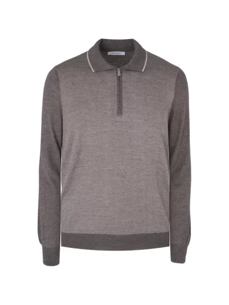 Pulover Gran Sasso cu model herringbone maro