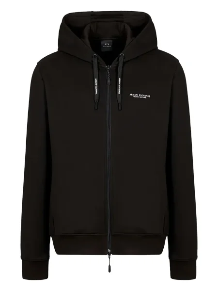 Majica s kapuljačom Armani Exchange s kapuljačom crna